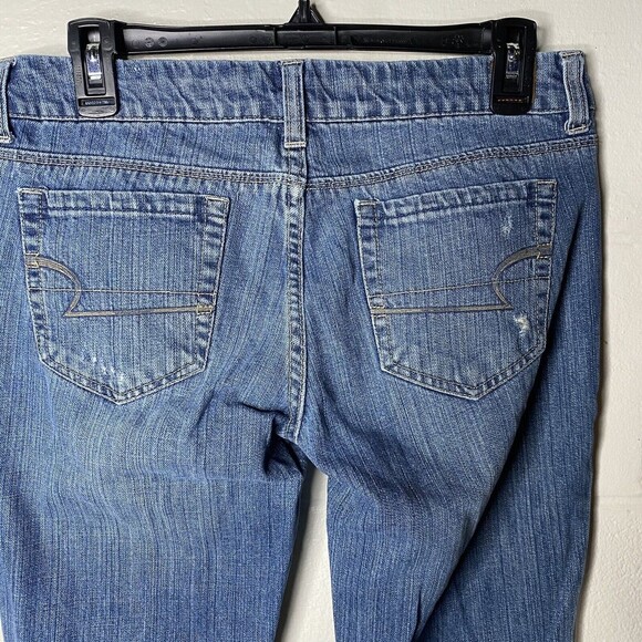 American Eagle Y2K  Real Flare Jeans Womens Sz 6 Low Rise 2000s Distressed - Picture 5 of 12